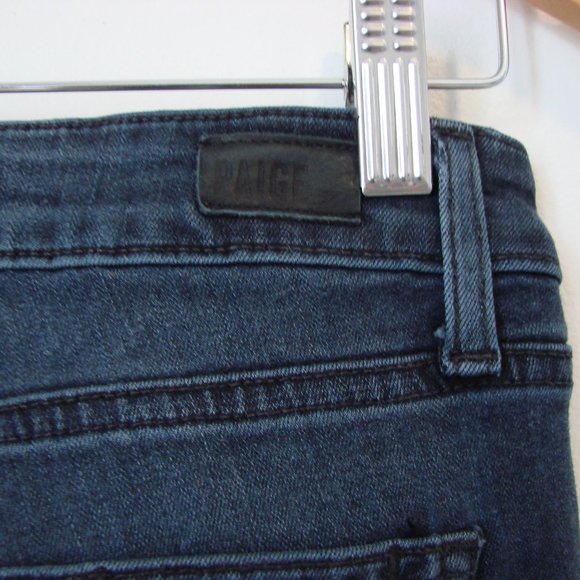 PAIGE Verdugo Ankle Skinny Jeans Distressed Kaleea Dark Wash Stretch Raw Hem 25 - Picture 15 of 16